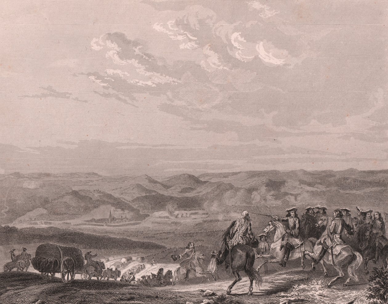 Battle of Freiburg, Germany, August 1644, Thirty Year War, steel engraving on china paper بواسطة غير معروف غير معروف