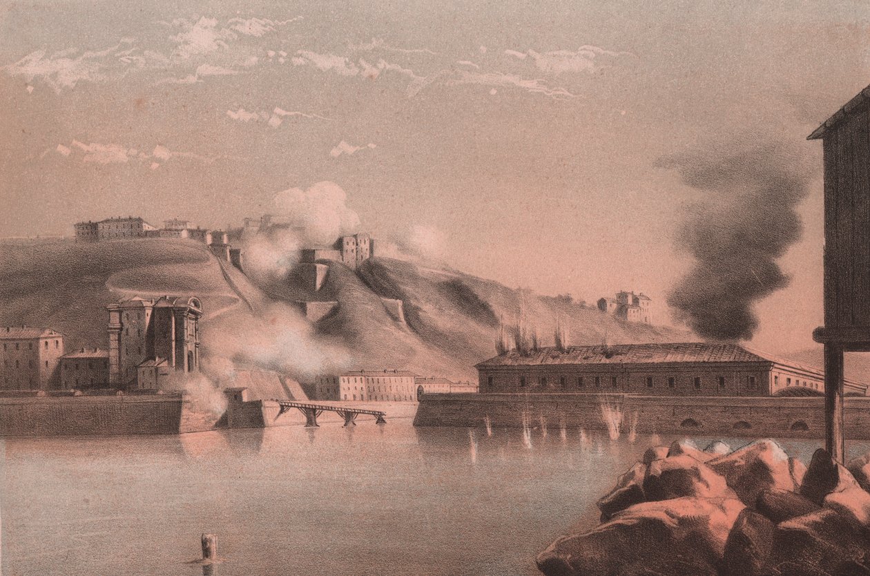 Battle of fortress and forts of Porta Pia against Lazzaretto, siege of Ancona بواسطة غير معروف غير معروف