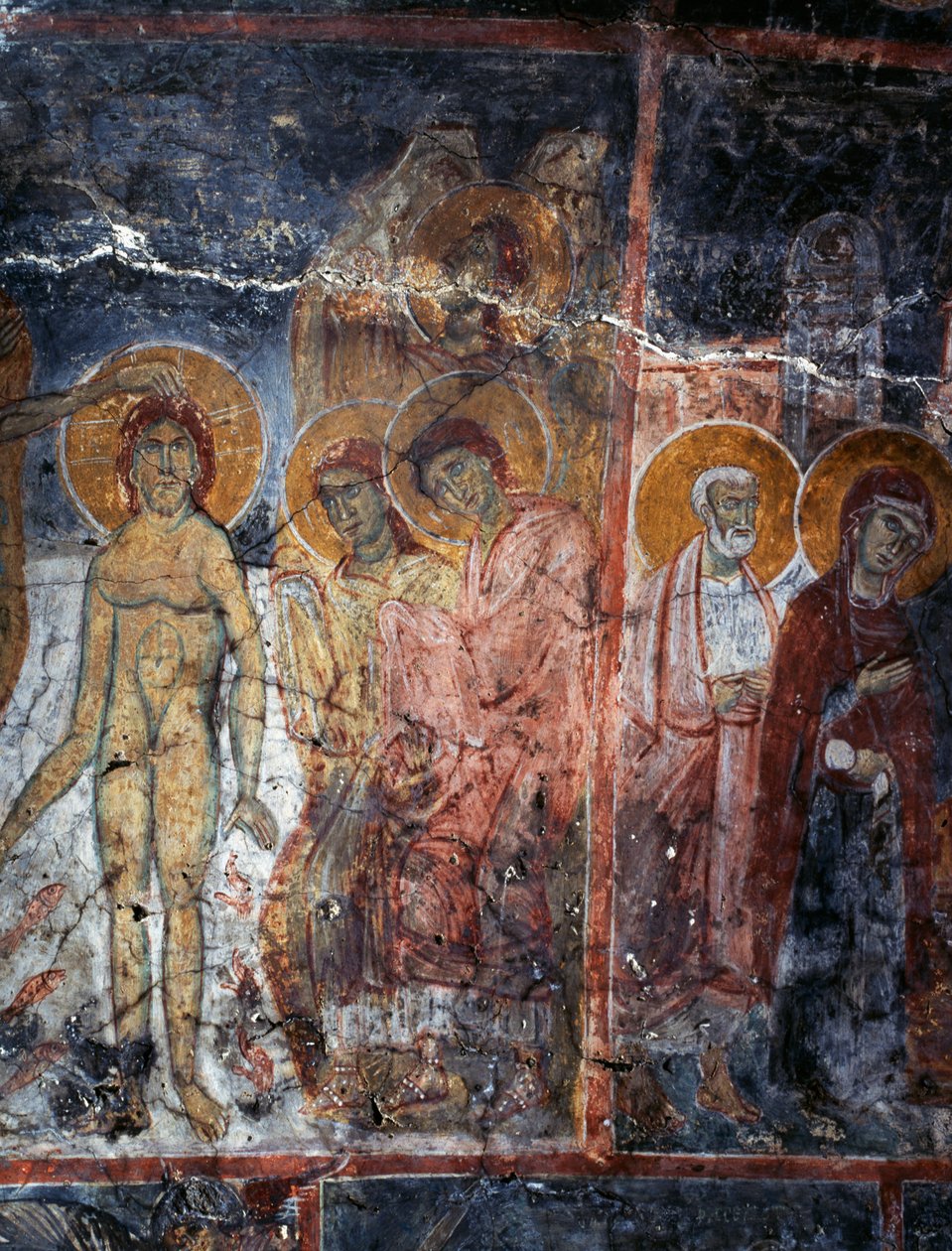 Christ, Madonna and Saints, fresco in monastery of Agios Georgios, Diavaide, Crete, Greece (photo) بواسطة غير معروف غير معروف