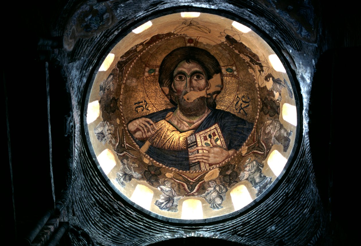 Christ Pantocrator, interior dome of the church of Panagia Parigoritissa, Arta, Epirus, Greece بواسطة غير معروف غير معروف