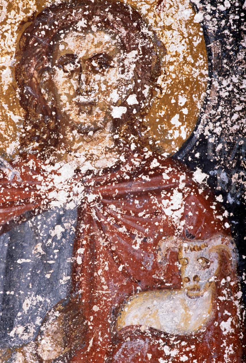 Christ, fresco in Byzantine church of Sotiras Christos, Vlithias, Crete, Greece (photo) بواسطة غير معروف غير معروف