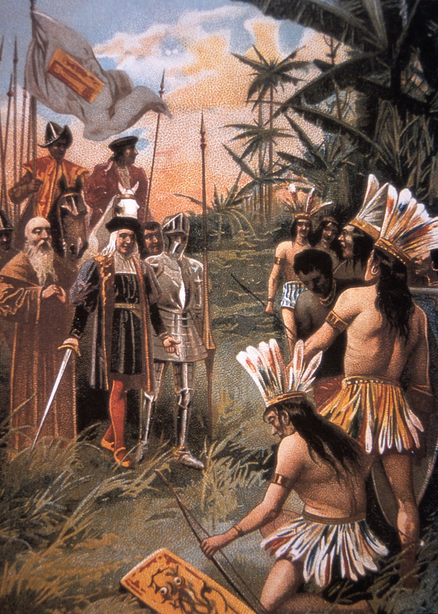 Columbus lands in the New World and meets the Indians بواسطة غير معروف غير معروف