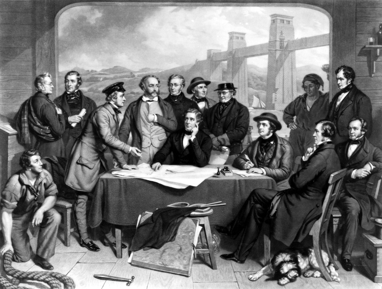 Conference of engineers at Britannia Bridge بواسطة غير معروف غير معروف