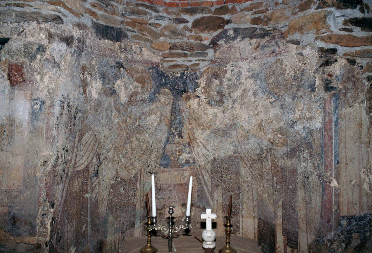 Damaged fresco in church in Kantanos, Crete, Greece (photo) بواسطة غير معروف غير معروف
