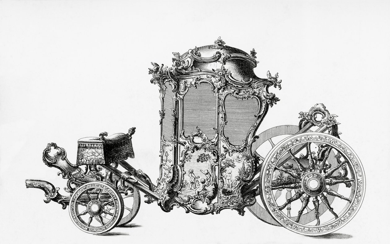 Design for rococo carriage, engraving بواسطة غير معروف غير معروف