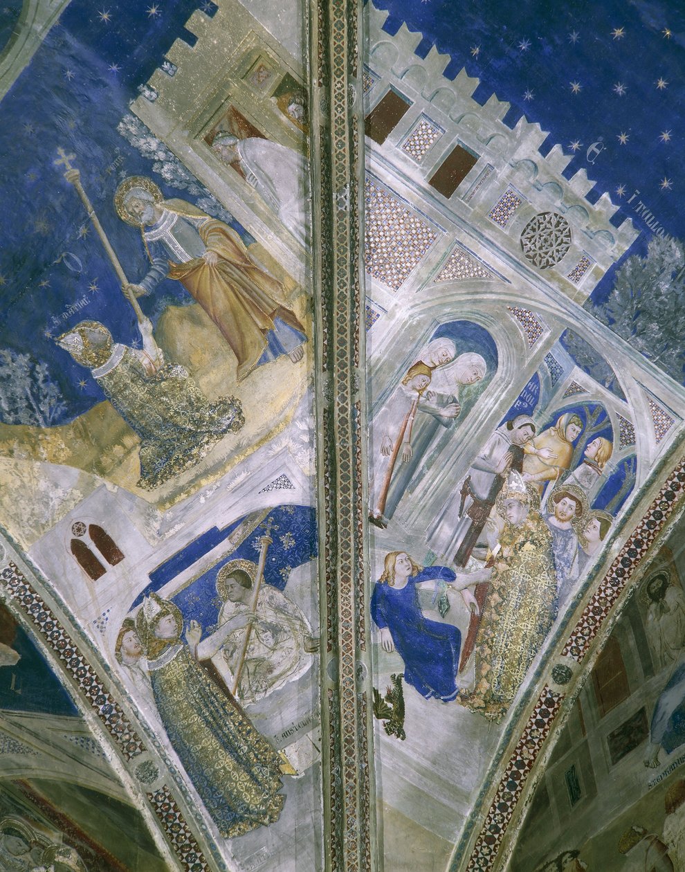 Detail from vault in St Martial chapel, Papal Palace in Avignon , with frescoes بواسطة غير معروف غير معروف