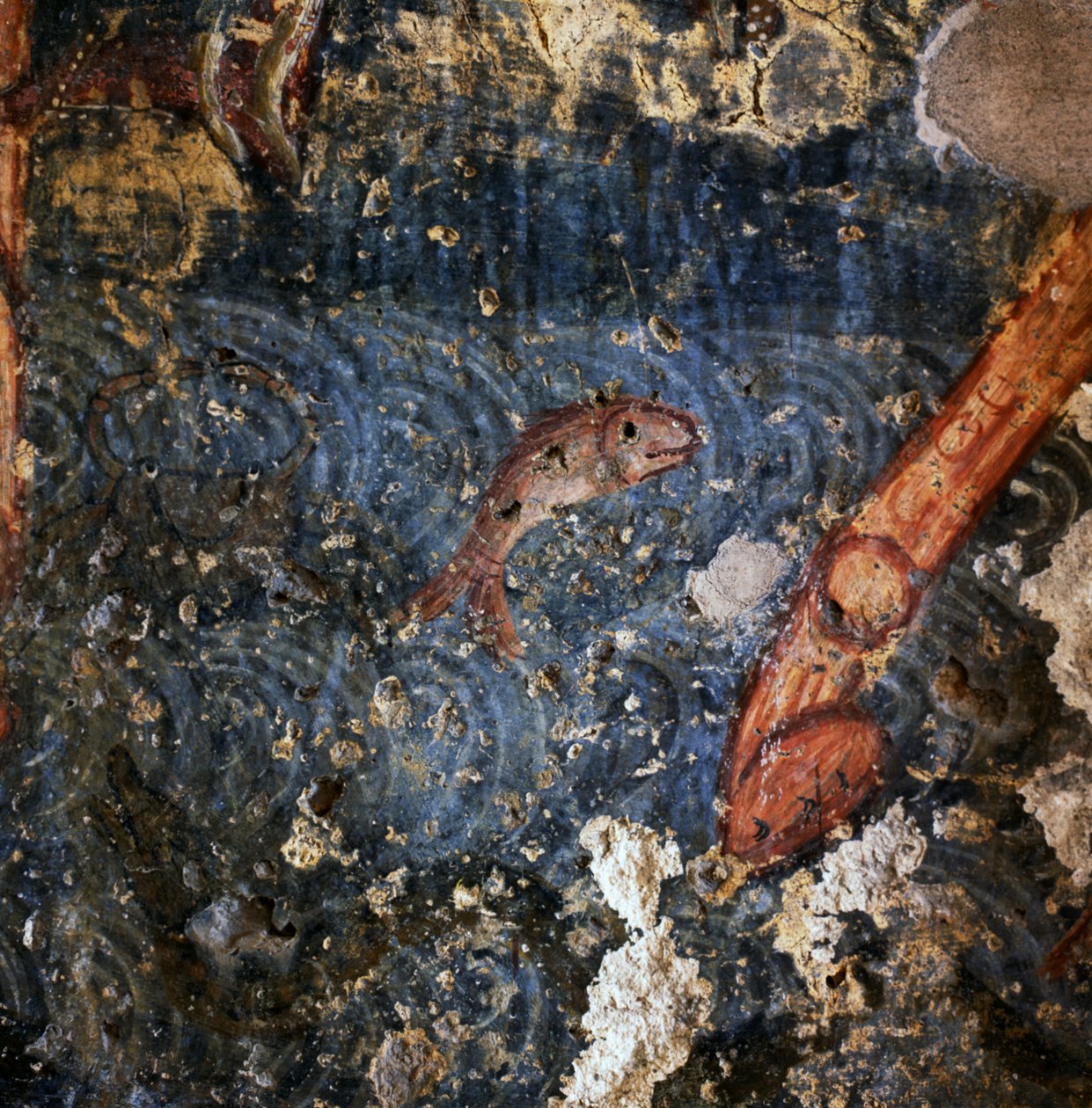 Fish, detail of fresco in monastery of Agios Georgios, Diavaide, Crete, Greece (photo) بواسطة غير معروف غير معروف