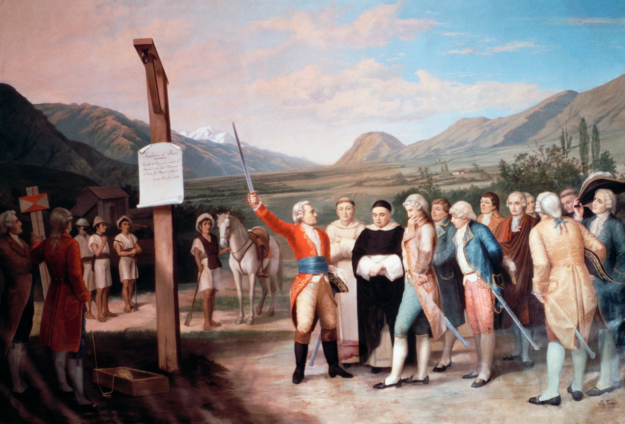 Foundation of the city of Ibarrada by Cristobal de Troya in 1606, Ecuador بواسطة غير معروف غير معروف