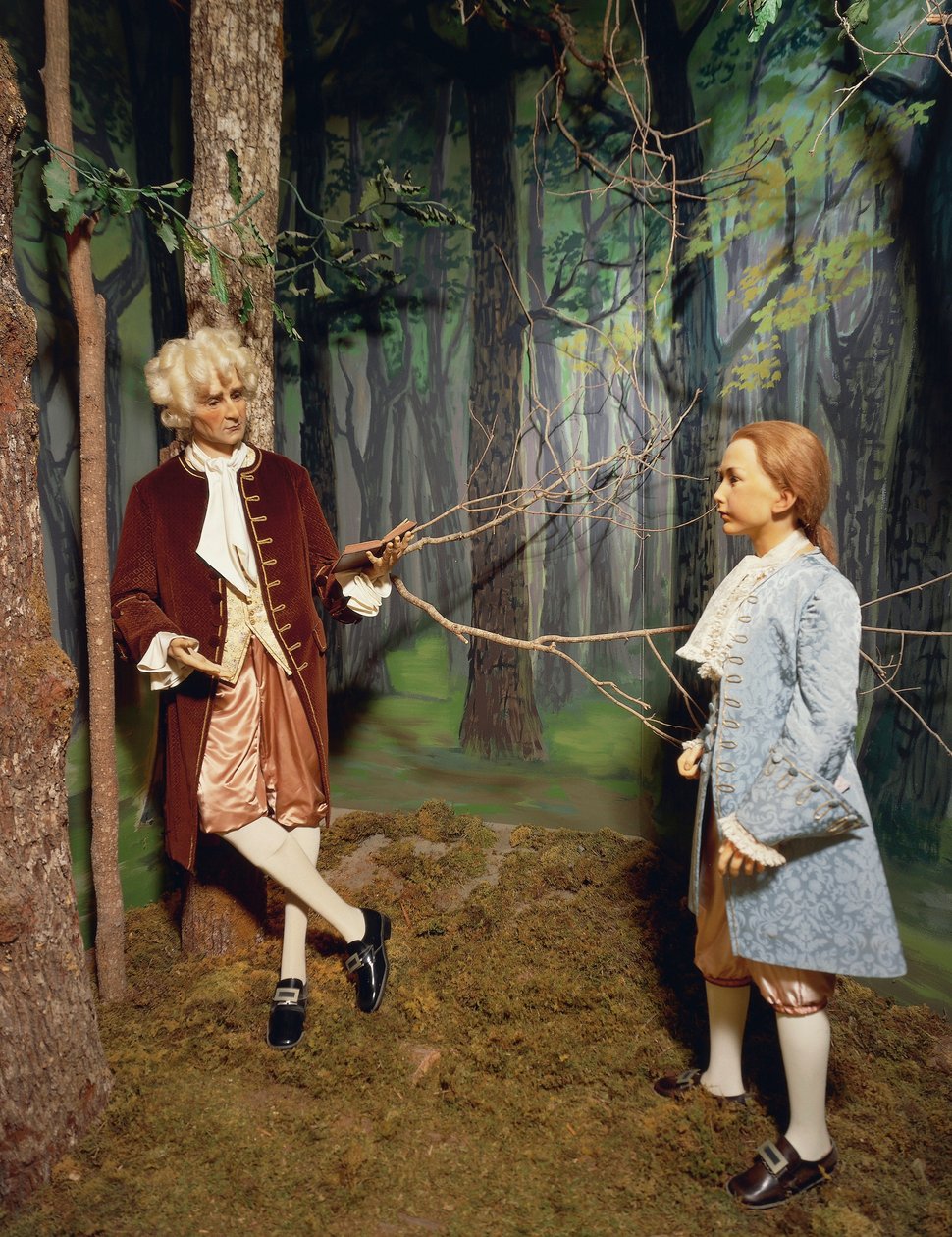 France, Chateau de Chenonceau, Loire Valley, Jean Jacques Rousseau giving lesson in grounds of Chenonceau to Claude Dupin