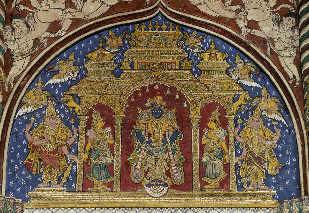 Fresco depicting Visnu, Thanjavur Maratha palace, Tamil Nadu, India بواسطة غير معروف غير معروف