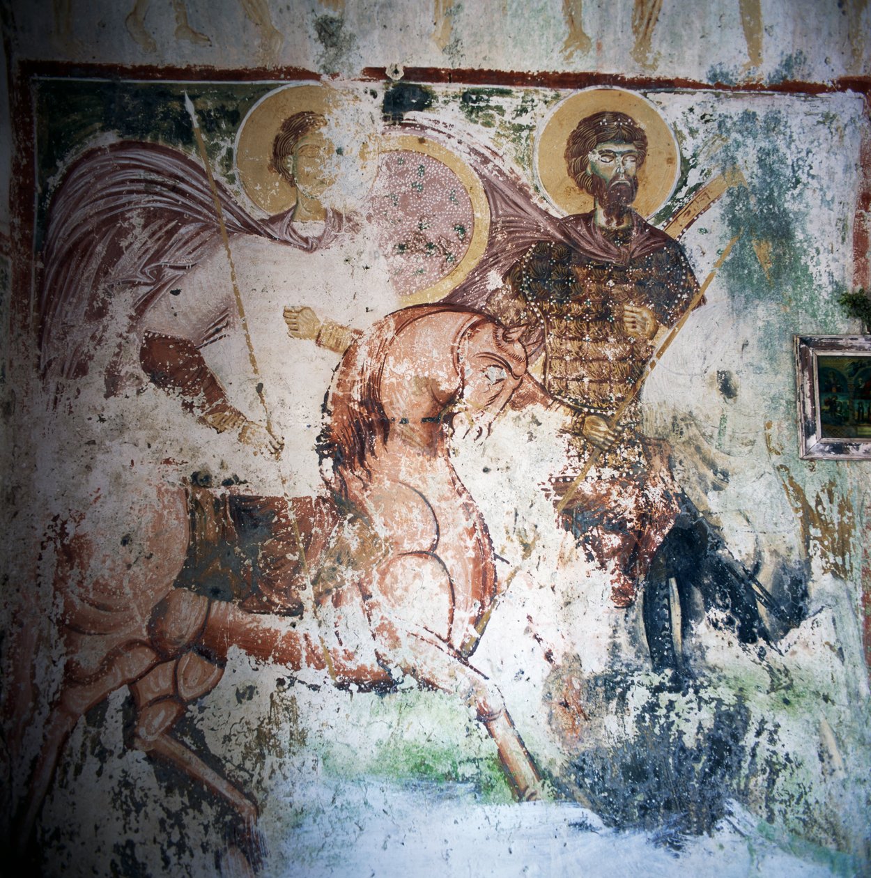 Fresco in Byzantine church in Mournies, Crete, Greece (photo) بواسطة غير معروف غير معروف
