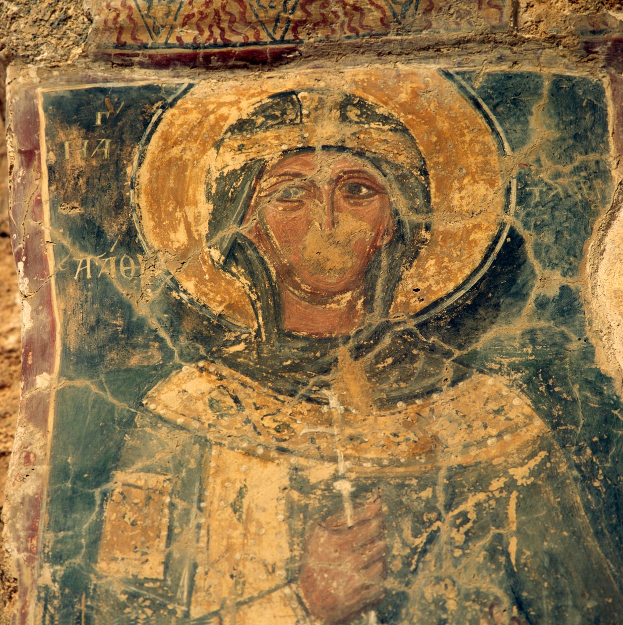 Fresco of saint, ruins in Alikianos, Crete, Greece (photo) بواسطة غير معروف غير معروف