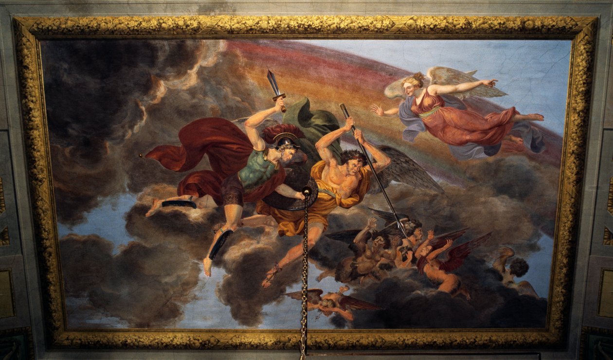 Fresco on ceiling of bedroom of Royal Apartment, Ducal Palace, Lucca, Tuscany, Italy Detail بواسطة غير معروف غير معروف