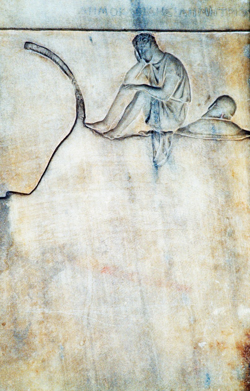 Funerary stele of Demokleides, Greece, Greek civilization, second half of 4th century BC, detail بواسطة غير معروف غير معروف