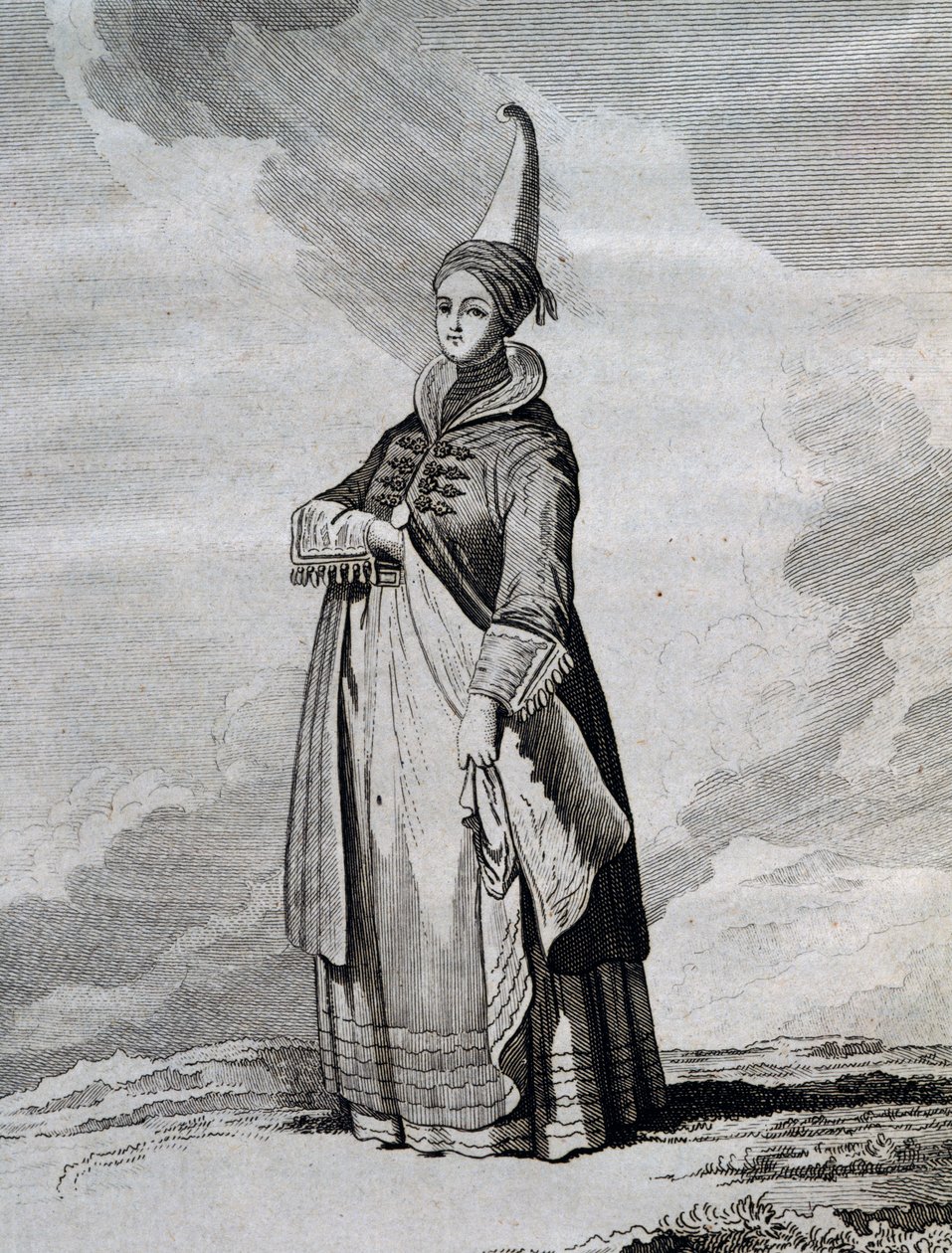 Icelandic woman, engraving from Voyage in North Sea between 1767 and 1768 by Yves-Joseph de Kerguelen-Tremarec (1734-1797) بواسطة غير معروف غير معروف