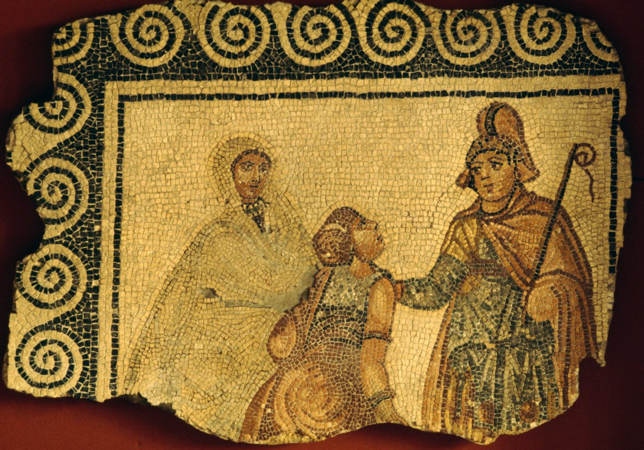 Initiation scene, mosaic from Roman villa of Negrar, Veneto, Italy, Roman civilization بواسطة غير معروف غير معروف