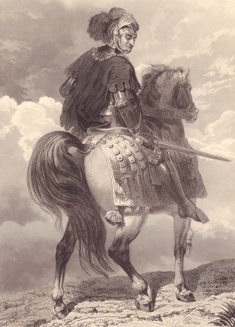 Italian military leader and politician Gian Giacomo Trivulzio (1440-1518), engraving, 22x16 cm, from Galerie Historique de Versailles, Histoire de France, Charles Gavard Publisher, Paris, circa 1840 بواسطة غير معروف غير معروف