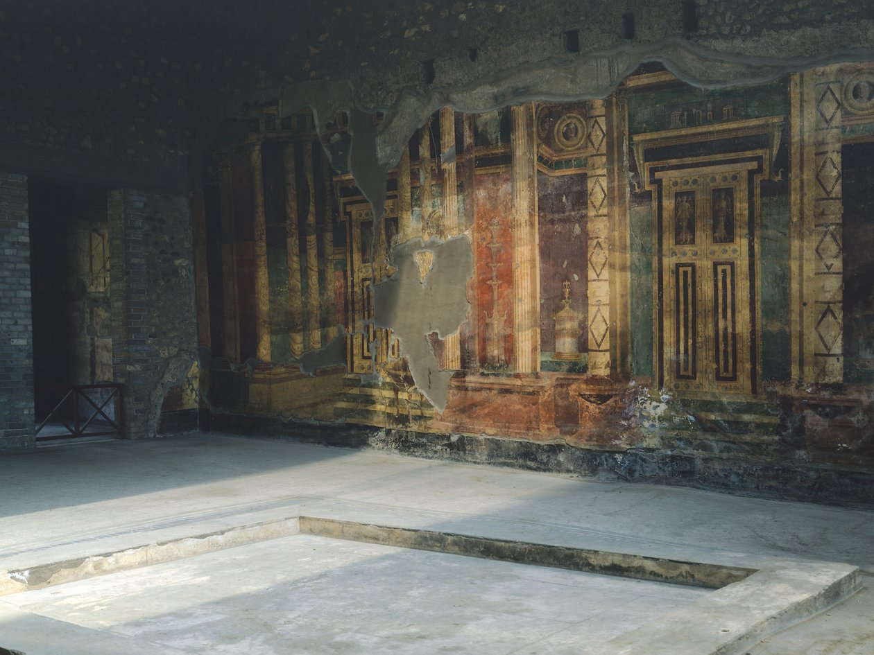 Italy, Campania, Oplonti, archaeological area of Torre Annunziata, Roman Villa Poppaea, Frescoes with architectural motifs in Second Pompeian Style بواسطة غير معروف غير معروف