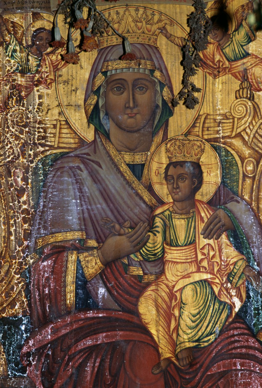 Madonna and Child, gilt painting, Byzantine church of Agios Georgios, Vathi, Crete, Greece (photo) بواسطة غير معروف غير معروف