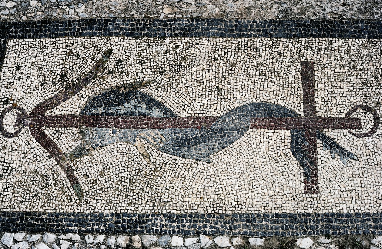 Mosaic depicting dolphin and anchor, Delos island (UNESCO World Heritage List بواسطة غير معروف غير معروف