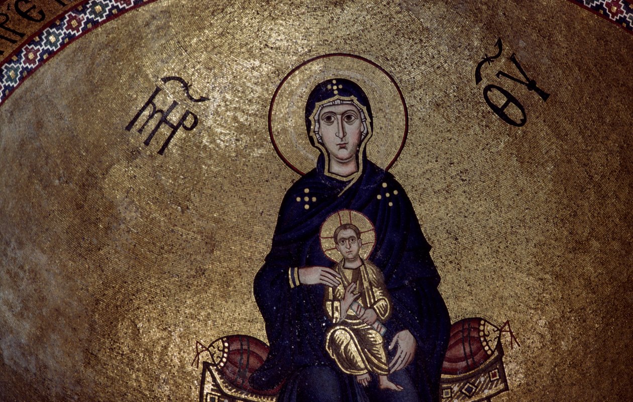 Mosaic of Virgin Mary from inside Hosios Loukas Monastery,Greece, founded in early 10th century بواسطة غير معروف غير معروف