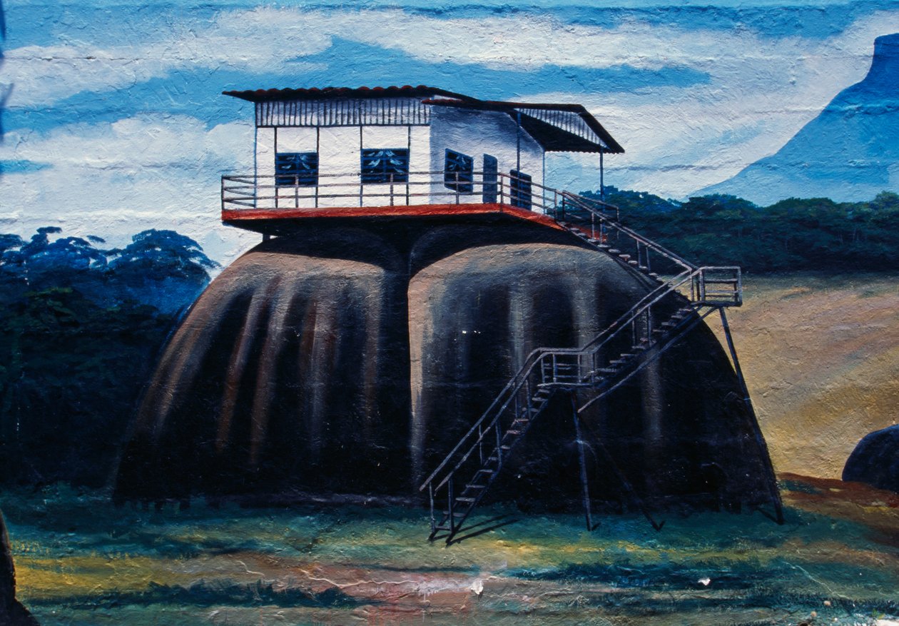 Mural depicting house of forest tribes reconstructed in Ethnological Museum Amazonas Monsignor Enzo Ceccarelli, Puerto Ayacucho, Amazonas state, Venezuela بواسطة غير معروف غير معروف