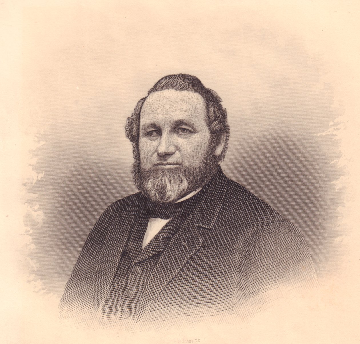 Portrait of Abel Minard, engraving by F E Jones from ladies
