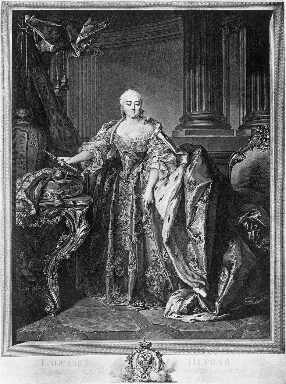 Portrait of Elizabeth Petrovna (1709-1761), Empress of Russia from 1741 until her death, engraving بواسطة غير معروف غير معروف