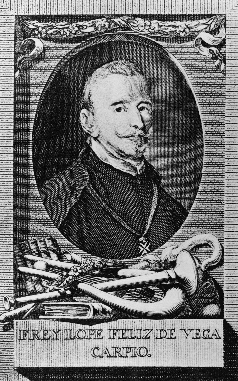 Portrait of Felix Lope de Vega y Carpio (1562-1635), Spanish novelist, poet, and playwright, engraving بواسطة غير معروف غير معروف