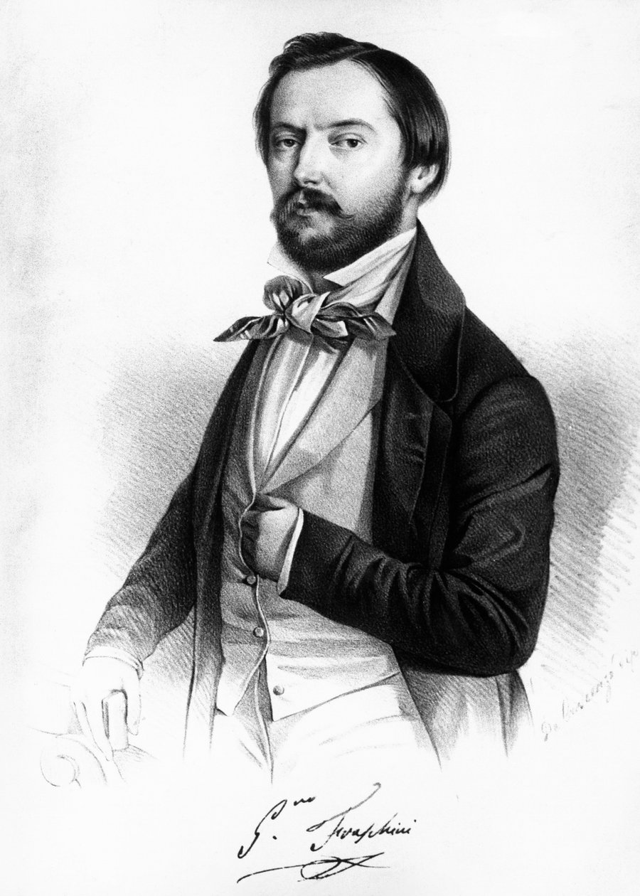 صورة لغايتانو فراشيني (1816-1887) ، تينور إيطالي ، نقش بواسطة غير معروف غير معروف