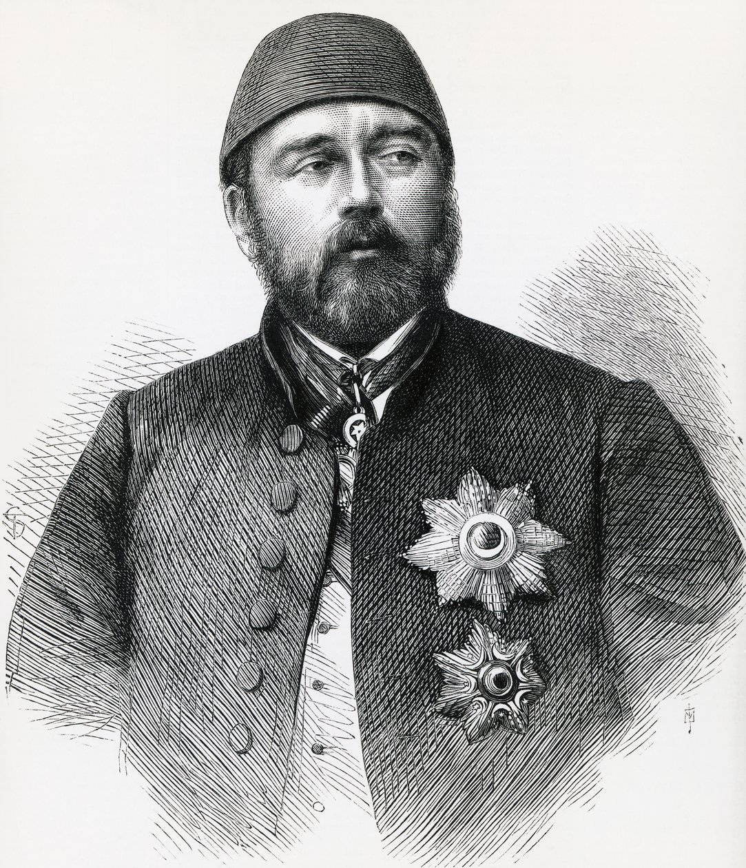 بورتريه إسماعيل باشا (1830-1895) ، الخديوي (نائب الملك) في مصر ، نقش بواسطة غير معروف غير معروف