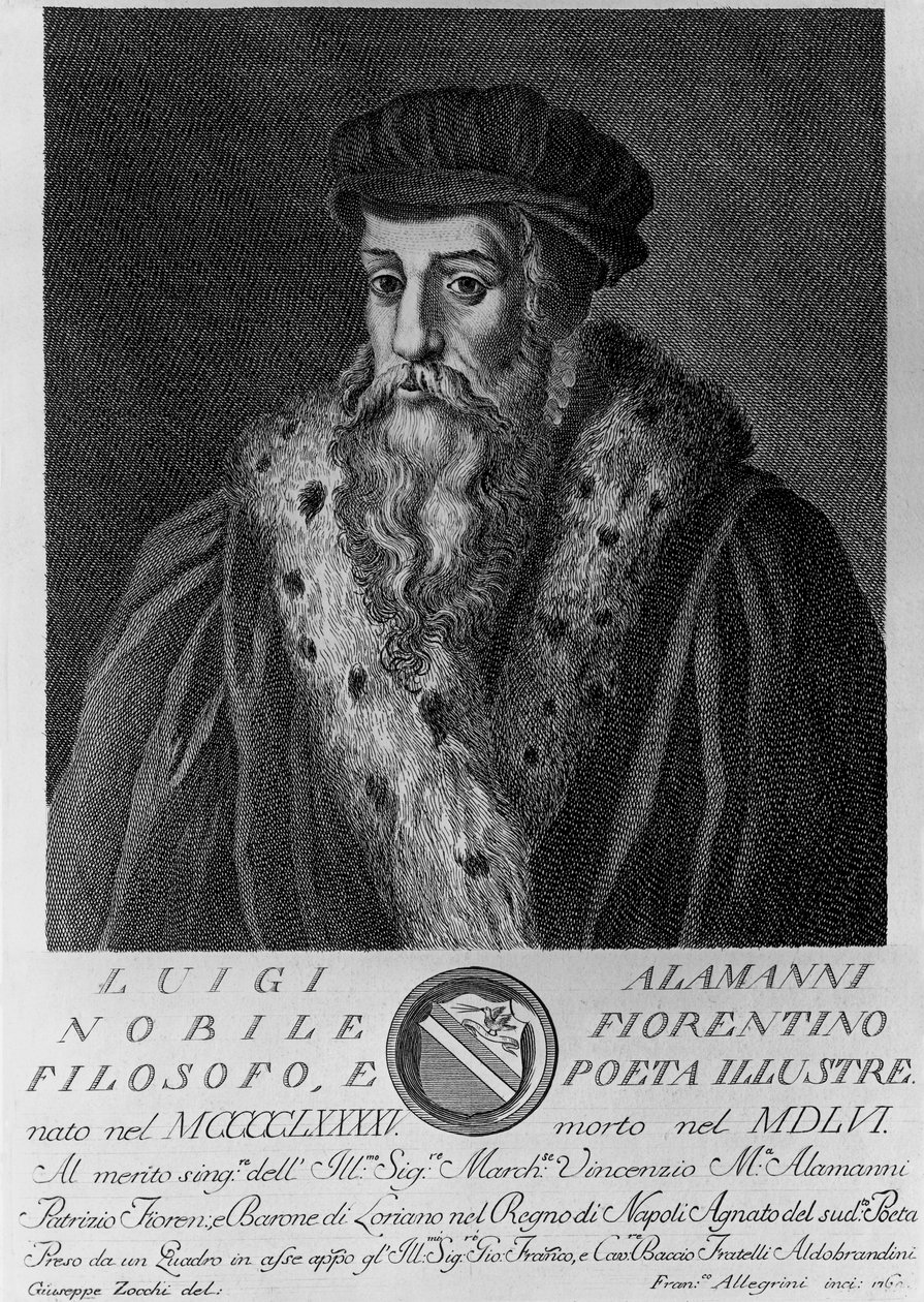 Portrait of Luigi Alamanni (1495-1556), Italian poet, engraving by Francesco Allegrini (1729-after 1773) after drawing by Giuseppe Zocchi (born 1711 or 1717, died 1767) بواسطة غير معروف غير معروف