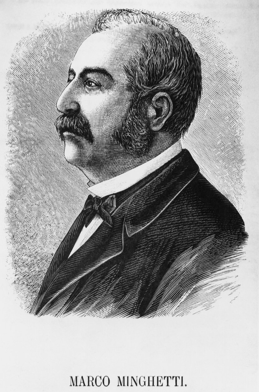 Portrait of Marco Minghetti (1818-1886), Italian economist and statesman who was Prime Minister of Kingdom of Italy from 1863 to 1864, and from 1873 to 1876, engraving بواسطة غير معروف غير معروف