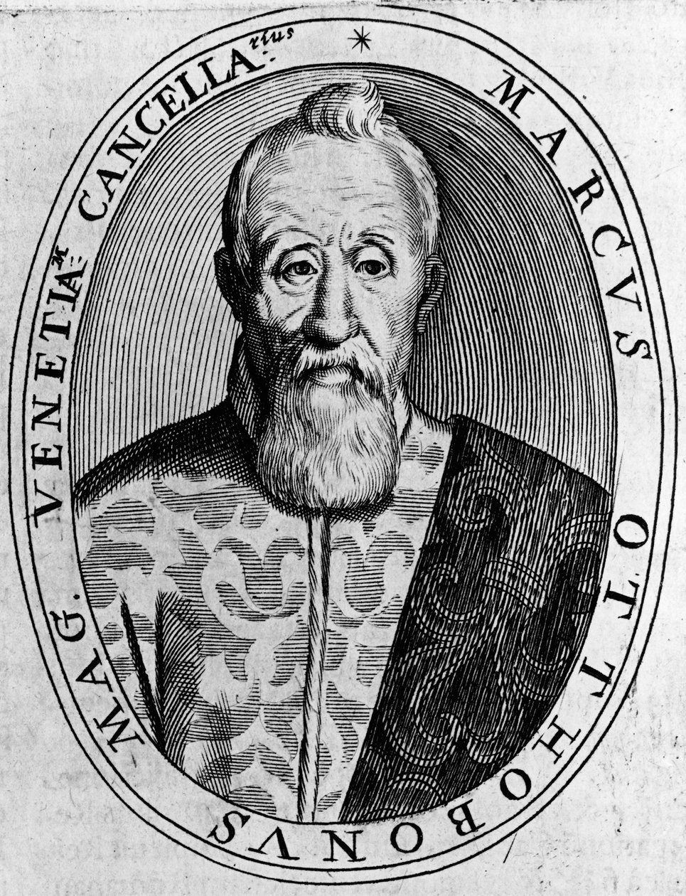 Portrait of Marco Ottoboni (1554-1649), Grand Chancellor of Venice, engraving بواسطة غير معروف غير معروف