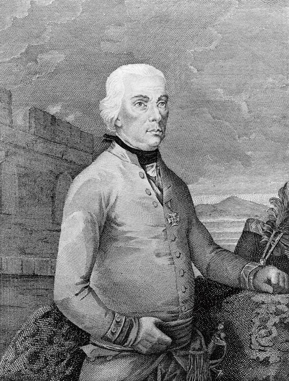 Portrait of Michael Friedrich von Melas (1729-1806), Transylvanian-born Field Marshal for Austrian Empire during Napoleonic Wars, engraving بواسطة غير معروف غير معروف