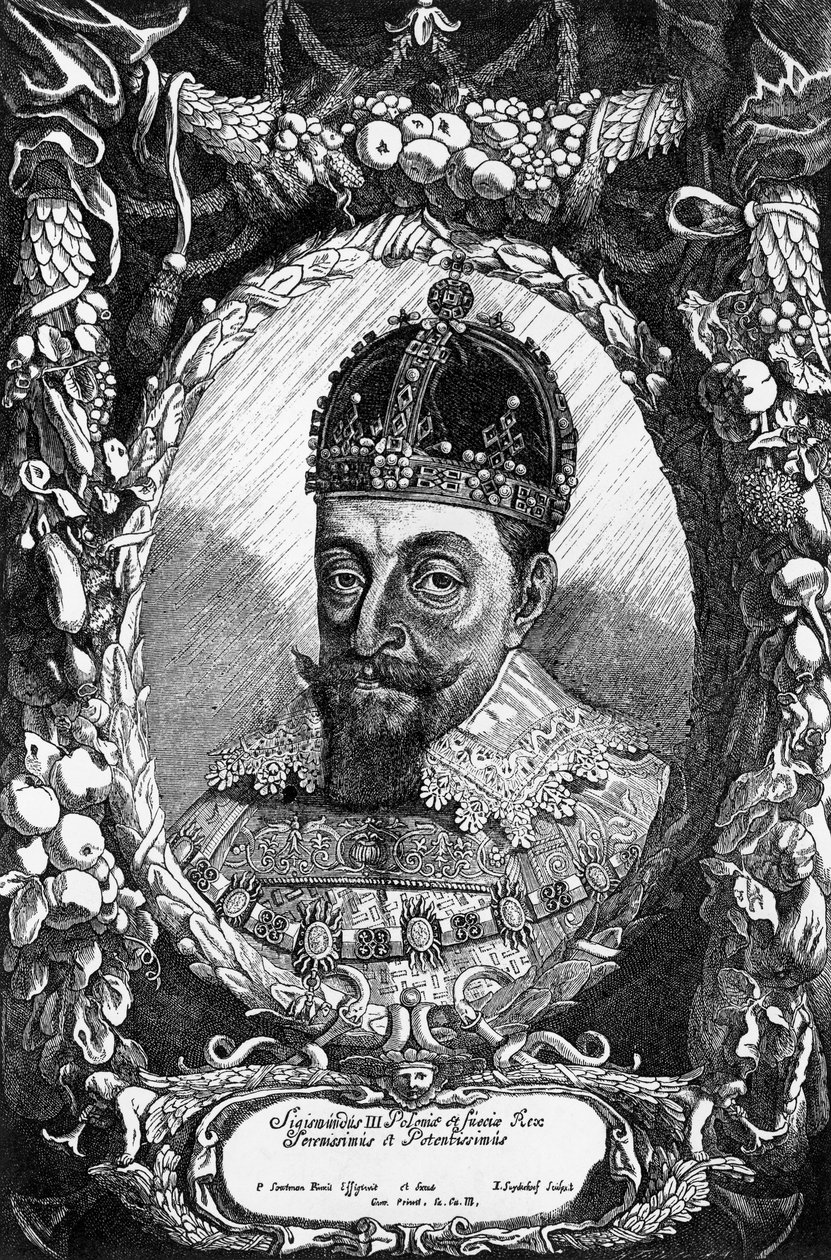Portrait of Sigismund III Vasa (1566-1632), King of Poland from 1587 to 1632, King of Sweden from 1592 to 1599, and Grand Duke of Lithuania, engraving بواسطة غير معروف غير معروف