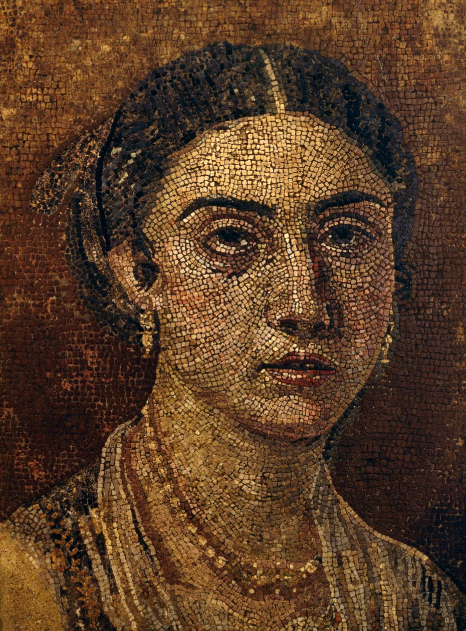 Portrait of a young woman, mosaic from Herculaneum. Roman civilization بواسطة غير معروف غير معروف