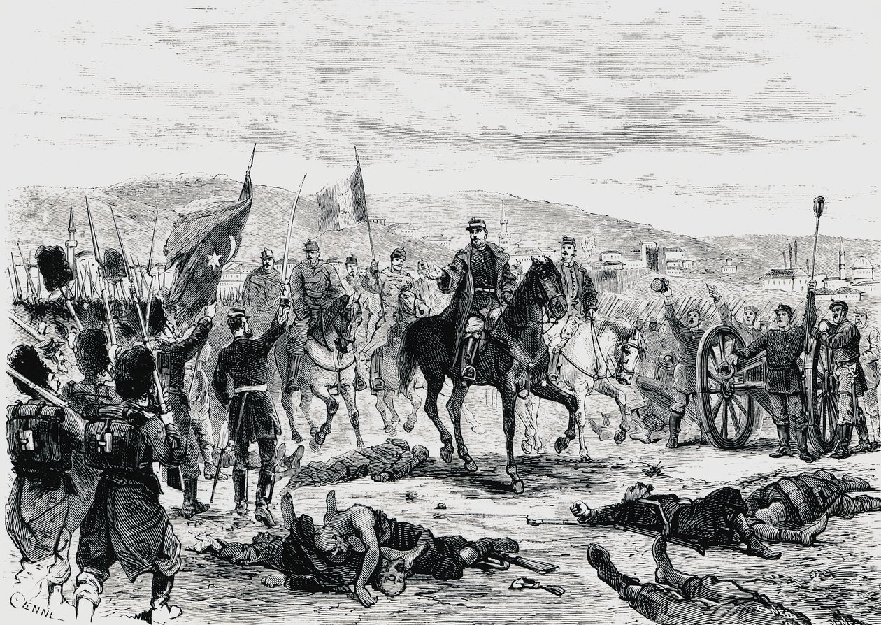 Prince Carol of Romania inspecting the troops after the fourth battle of Pleven, Russian-Turkish war بواسطة غير معروف غير معروف
