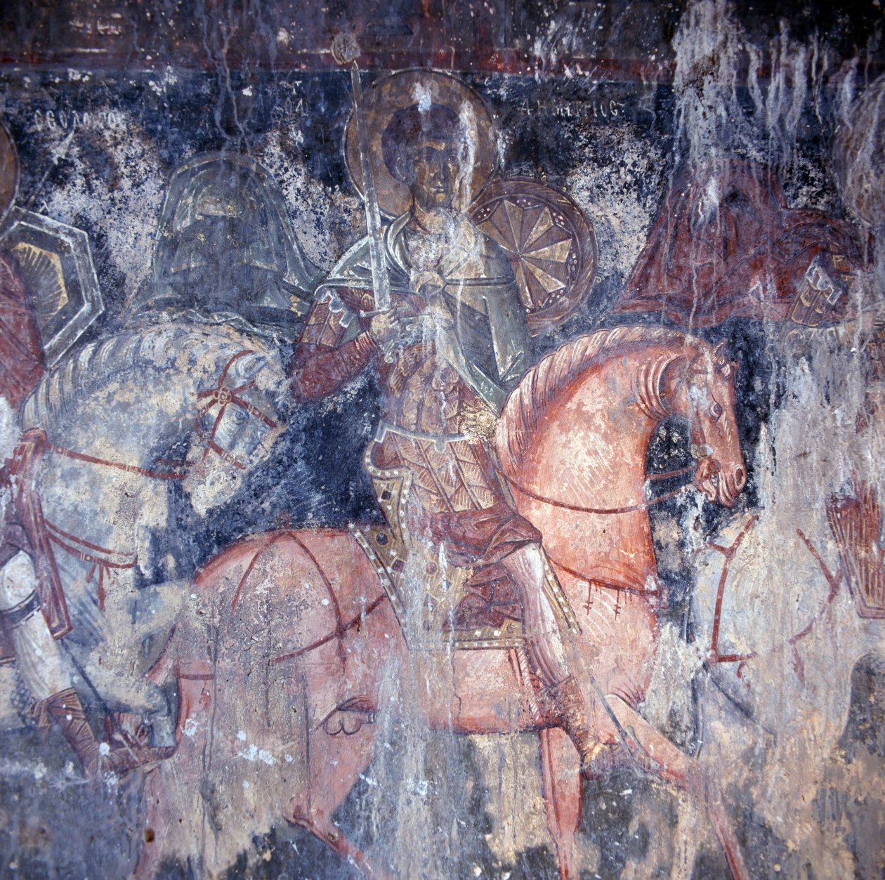 Saint on horseback, fresco in church in Palaia Roumata, Crete, Greece (photo) بواسطة غير معروف غير معروف