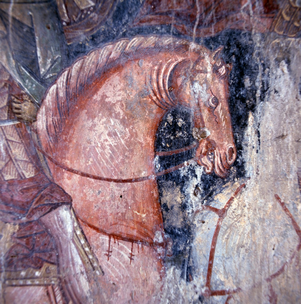 Saint on horseback, fresco in church in Palaia Roumata, Crete, Greece, Detail (photo) بواسطة غير معروف غير معروف