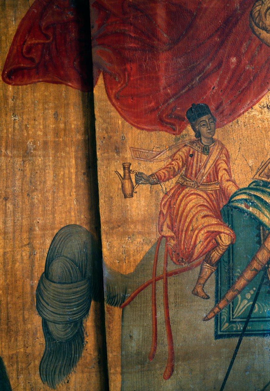 St George and Dragon, detail of wood panel in church of Agia Paraskevi, Anisaraki, Crete, Greece (photo) بواسطة غير معروف غير معروف