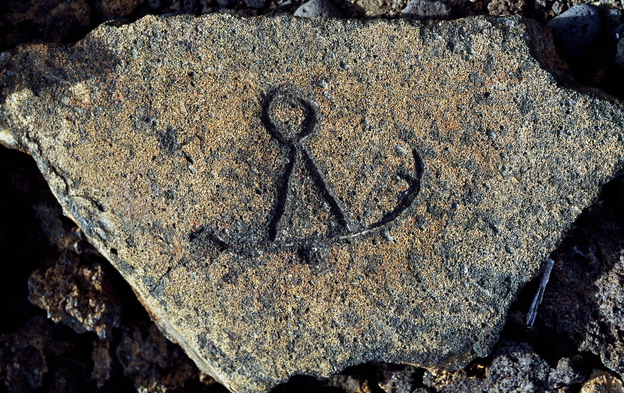 Stone engraving, Puako Petroglyph Archaeological District, Island of Hawaii, United States بواسطة غير معروف غير معروف
