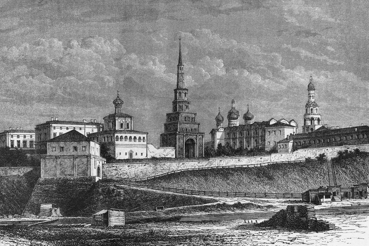The Kazan Kremlin, drawing by de Bar from photograph, engraving, Russia بواسطة غير معروف غير معروف