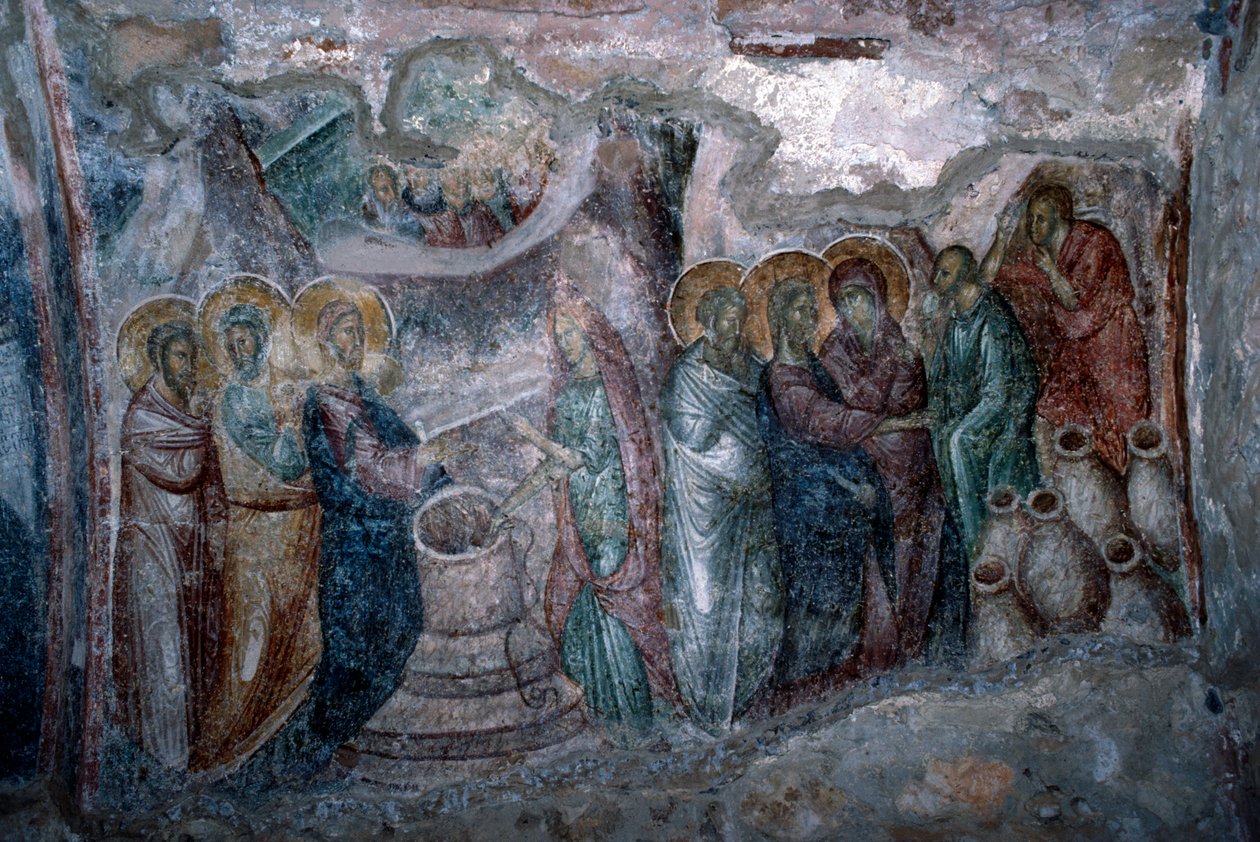 The Wedding at Cana, fresco in the Agia Sophia church بواسطة غير معروف غير معروف