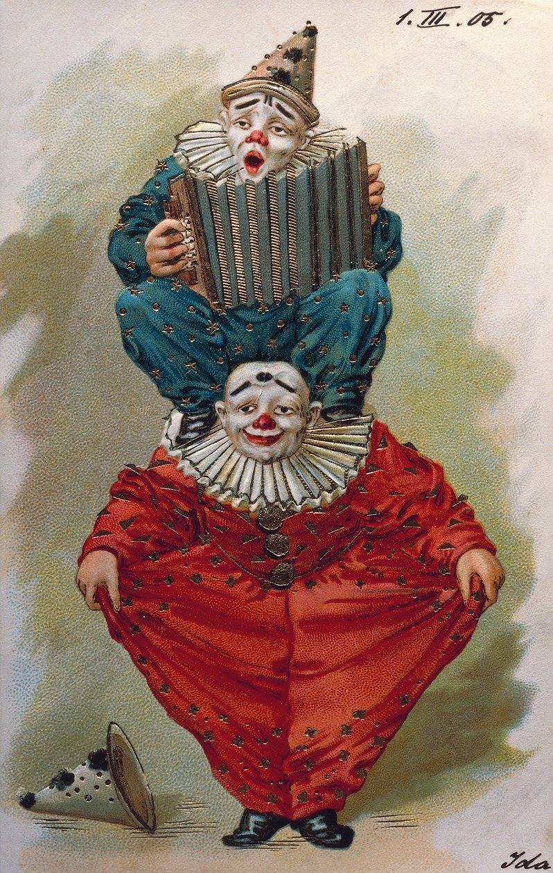 Two clowns, one playing accordion بواسطة غير معروف غير معروف