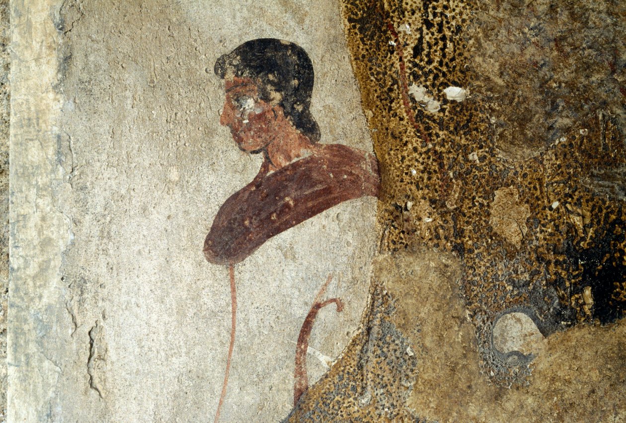 Young man, detail from fresco from Paestum, Campania, Italy, Ancient Greek civilization, Magna Graecia (photo) بواسطة غير معروف غير معروف