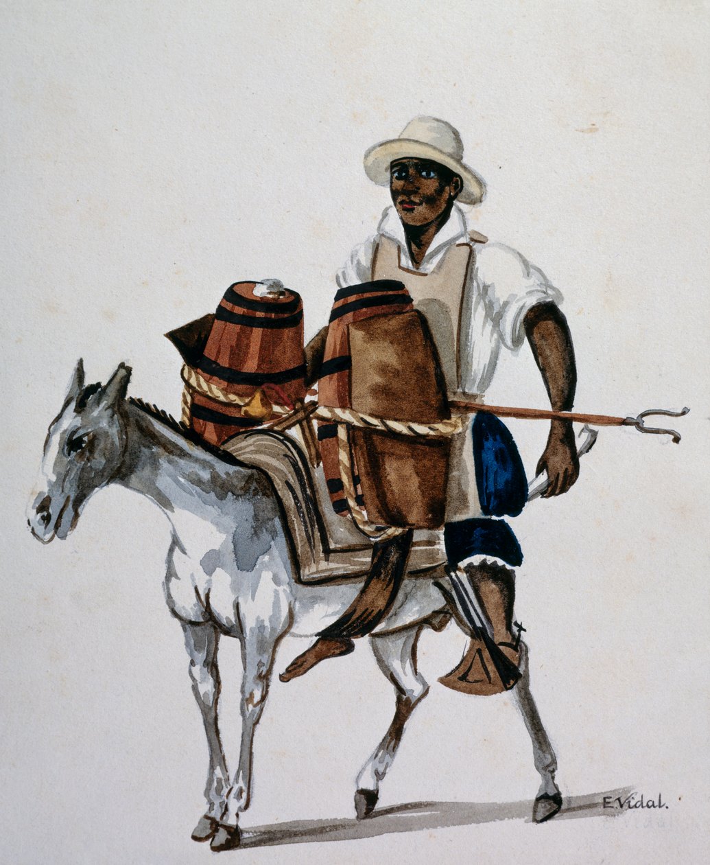 Young mixed race Peruvian boy with his mule, print by E Vidal بواسطة غير معروف غير معروف