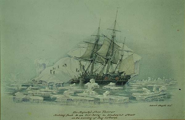 حوادث في رحلة تجارية: إرهاب HMS يصوم إلى جبل جليدي في مضيق هدسونس ، 18 أغسطس 1836 (مرحاض على ورق) بواسطة الملازم سميث