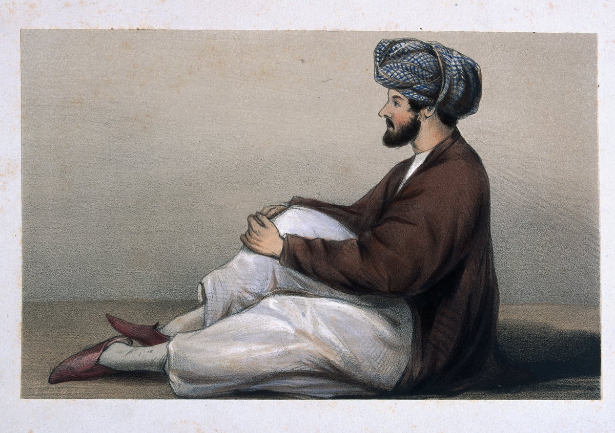 الرائد تشاس غريفيث ، المشاة 37 من أصل محلي ، جالسًا في ثوب أفغاني ، 1842 بواسطة الملازم فنسنت آير