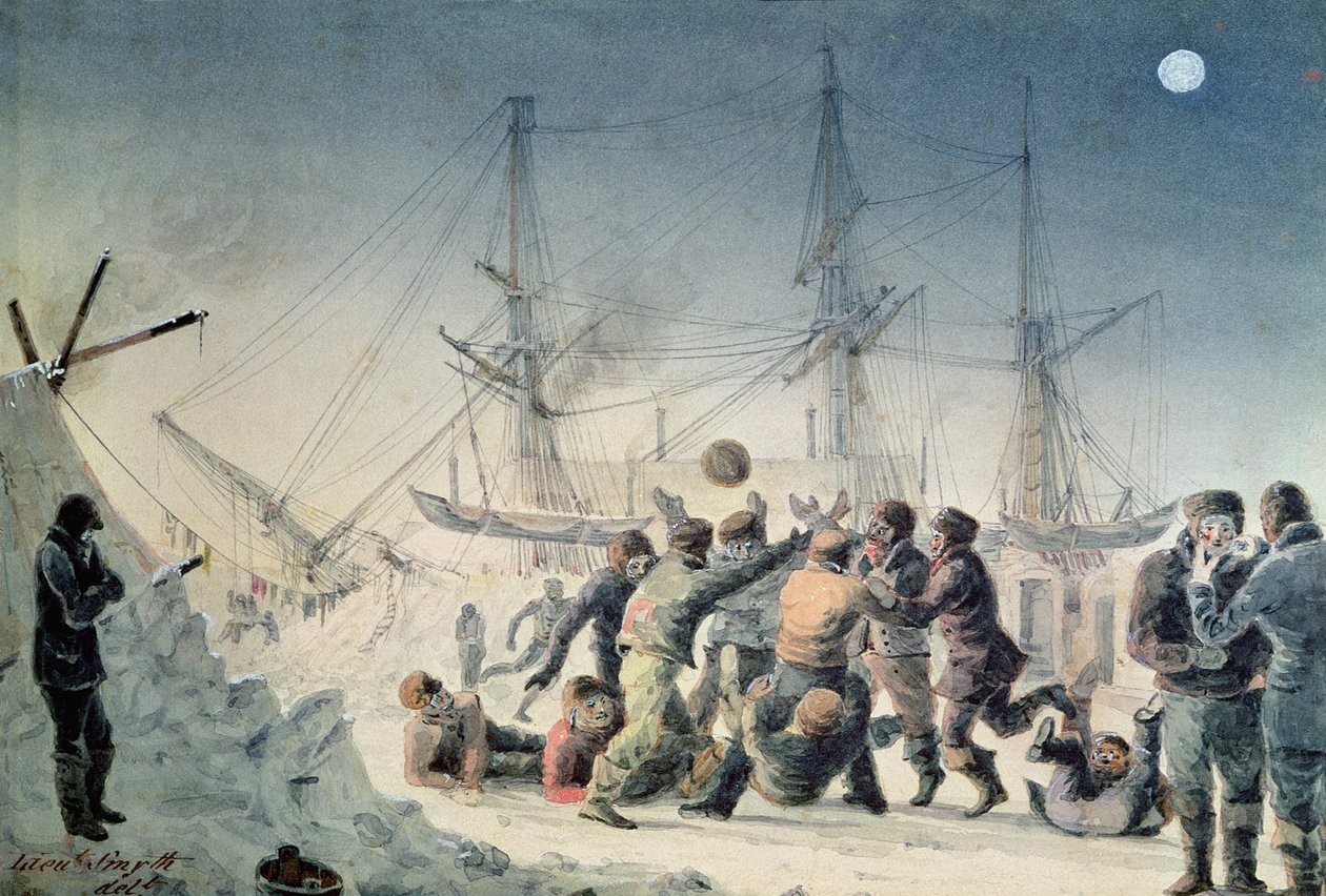 حوادث في رحلة تجارية: رجال يلعبون كرة القدم على متن HMS &39;Terror&39; ، 1836 بواسطة الملازم سميث